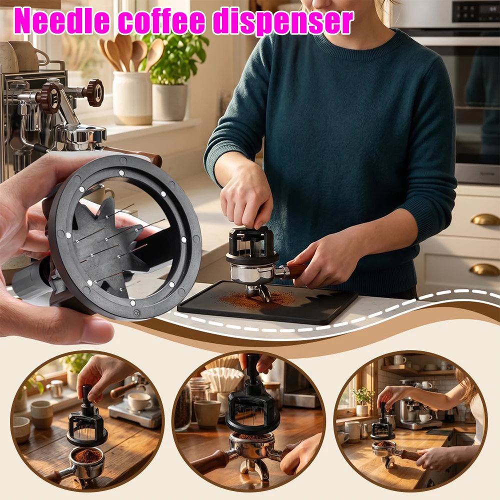 Coffee Powder Needle Nylon Brush Rotating Cleaning Plastic Base Universal 51 / 53 / 58mm Cleaning Base Coffee Needle Stirrer