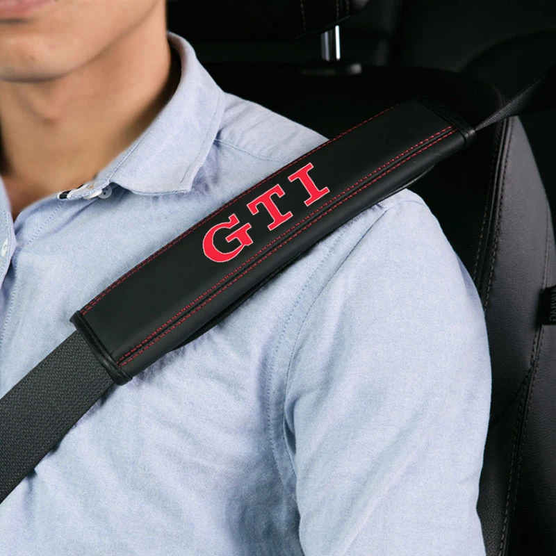 GTD For VW Volkswagen Golf 3 4 5 6 7 8 R MK4 MK7 MK6 MK5 1pc Cowhide Car Interior Seat Belt Protector Cover For car Auto Acces