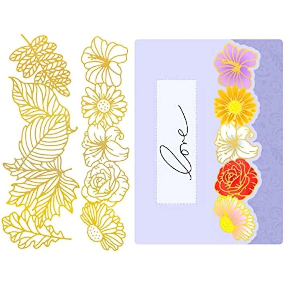 

Flower Lace and Leaves Hot Foil Plate Maple Leaves Rose Daisy Lily for DIY Foil Paper Embossing Scrapbooking Decor Greeting Card