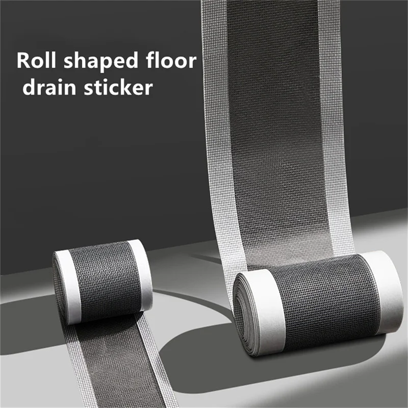 4/5/10m Cuttable Shower Drain Hair Catcher Self-Adhesive Floor Drain Stickers Disposable Mesh Bathroom Kitchen Sink Hair Filter