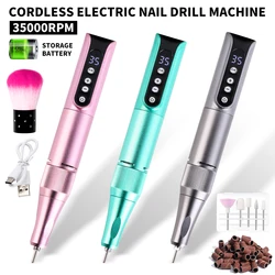 35000 U/min Akku-Nagelbohrstift mit Display, Nagelfeile, Polierstift, wiederaufladbarer Nagelbohrer, praktischer Nagelbohrer, Salon-Werkzeug