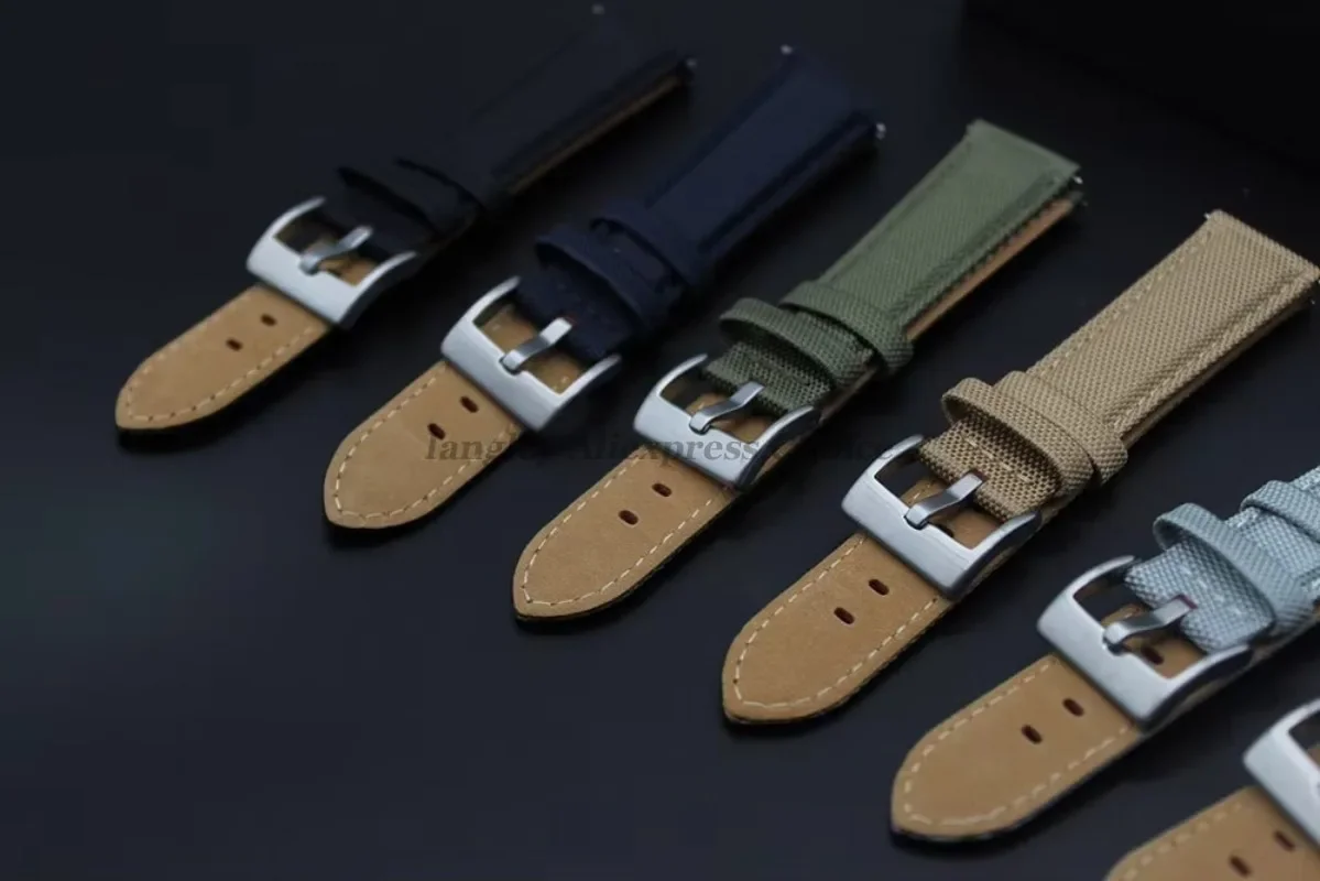 20mm 22mm Universal Quick Release Watch Band Canvas Genuine Leather Strap For SmartWatch for Seiko for Huawei Watch GT5/GT4/GT3 image 2