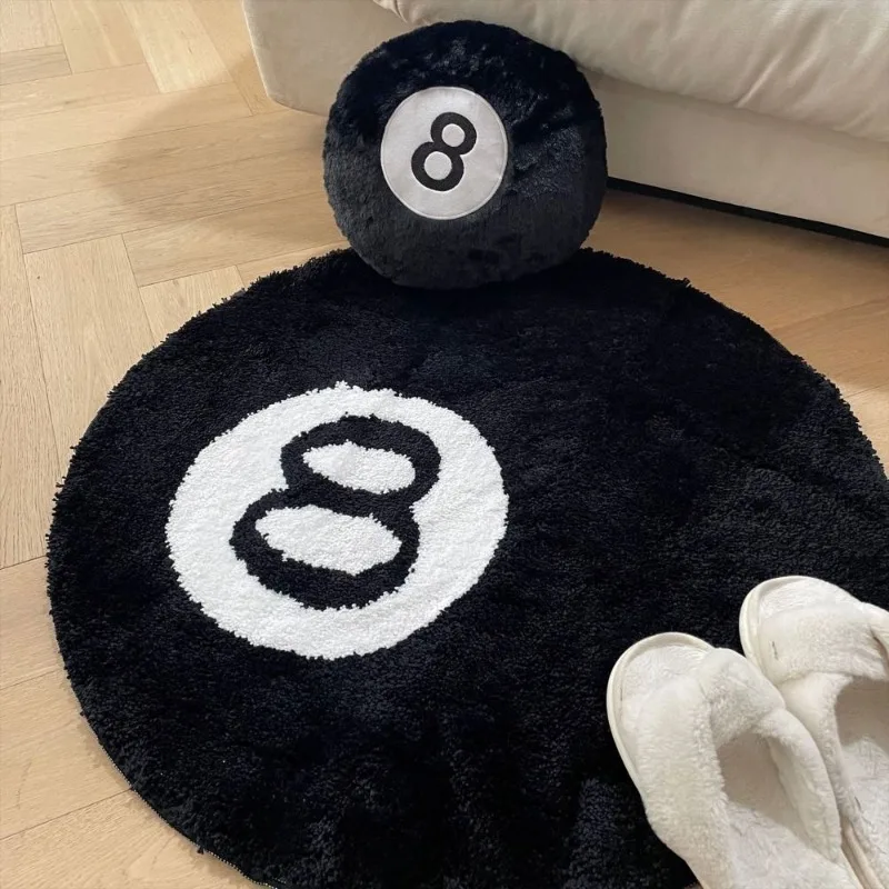 

8 Ball Foot Mat Anti-Slip Floor Carpet Plush Soft Entrance Doormat Round Bath Mat Bedroom Rug Home Accessories Living Room Decor