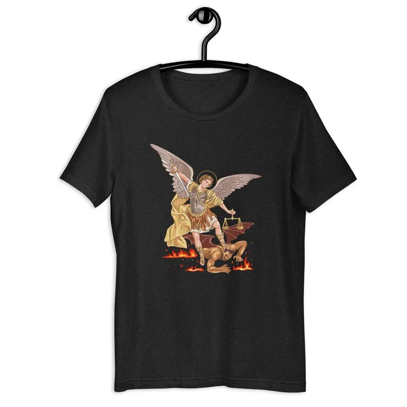 Saint Michael defeats the evil, Unisex t-shirt harajuku men clothing graphic t shirts tops