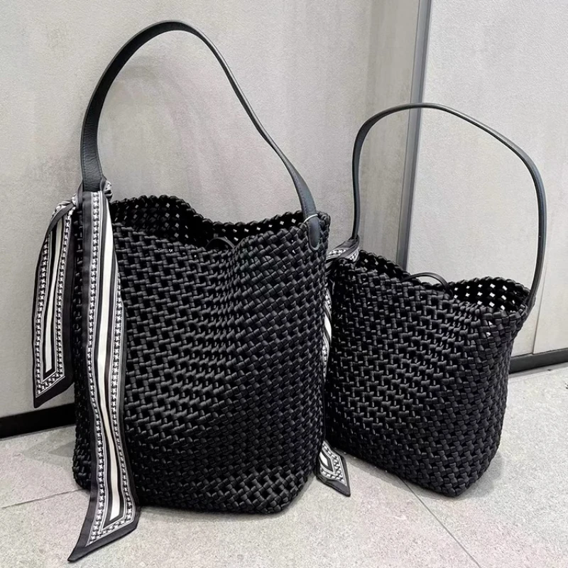 

Designer Brand Retro Hollow Woven Bag Large Capacity Bucket Shoulder Underarm Bags for Women Sac À Main Femme