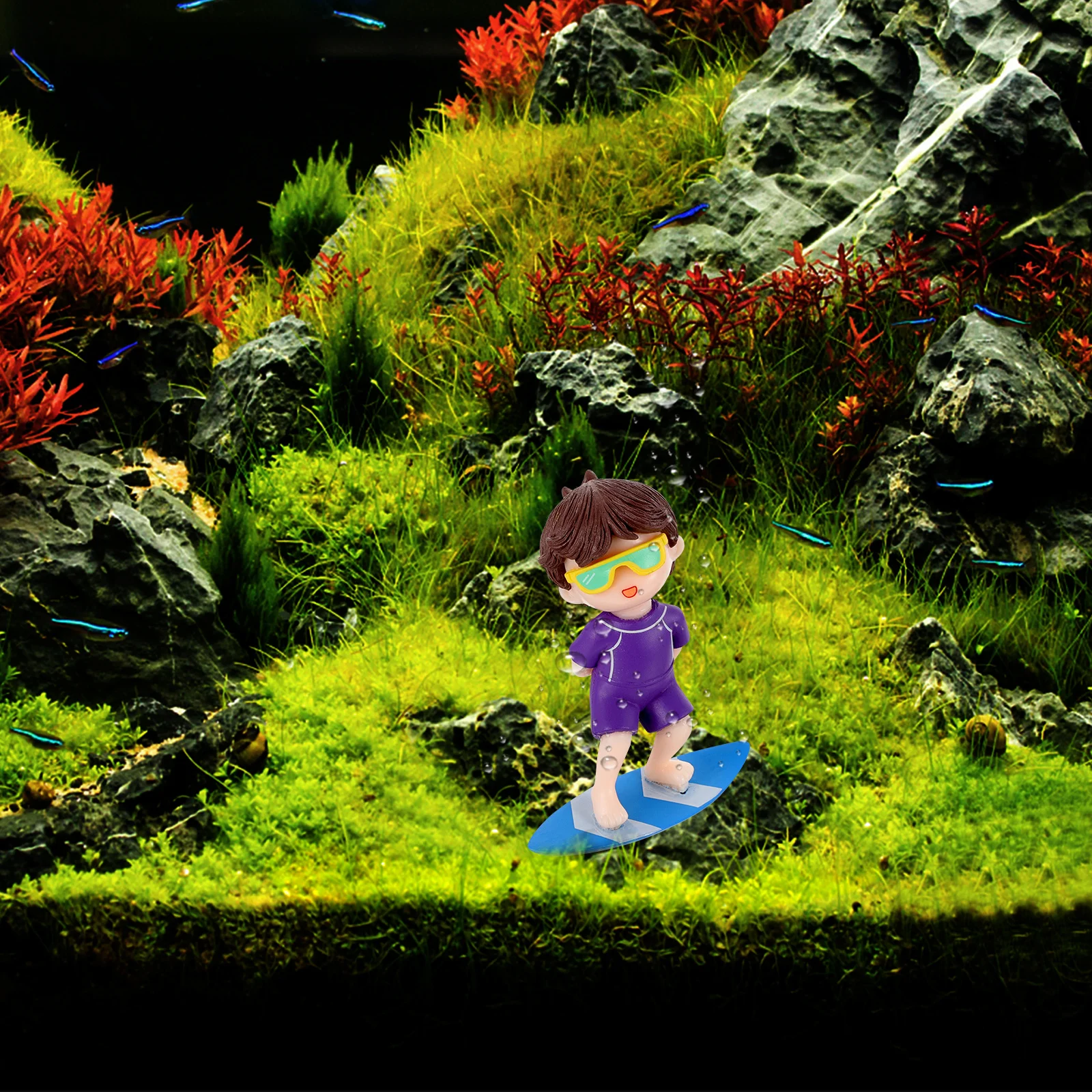 

Safe Resin Aquarium Decoration Floating Cartoon Surfing Fish Tank Ornament Realistic Underwater Fish Tank Accessories