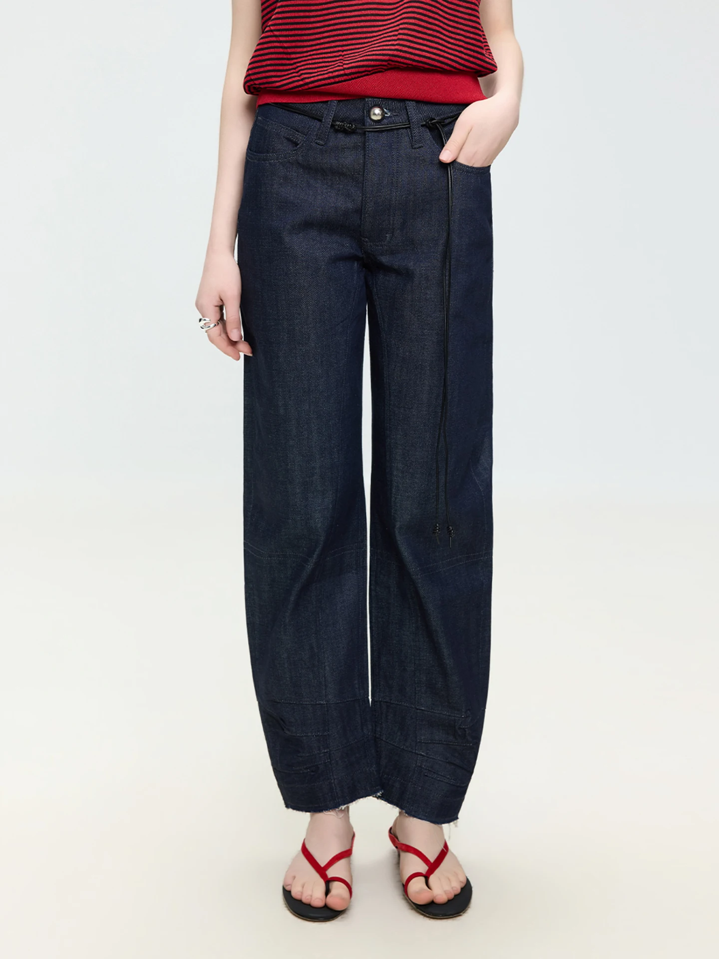 

High Waist 3D Tailored Original Color Jeans Faionable Versatile Slimming Cotton Ladies Jeans Spring New Sle LT6SSK0373