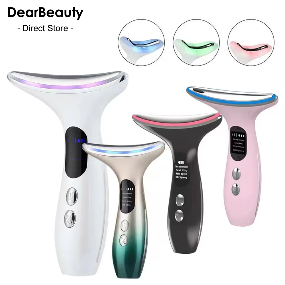 Neck Face Massagers Anti Wrinkle Lifting 3 Colors LED Photon Therapy Skin Tighten Reduce Double Chin Beauty Device Skin Care