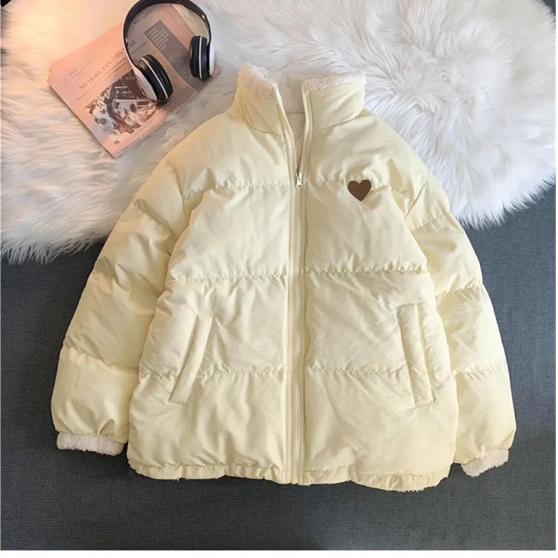 Cute Embroidery Parkas Coat Women Winter Jacket Female Korean Fashion Thick Warm Jacket Double Sided Design Student Clothes 2817