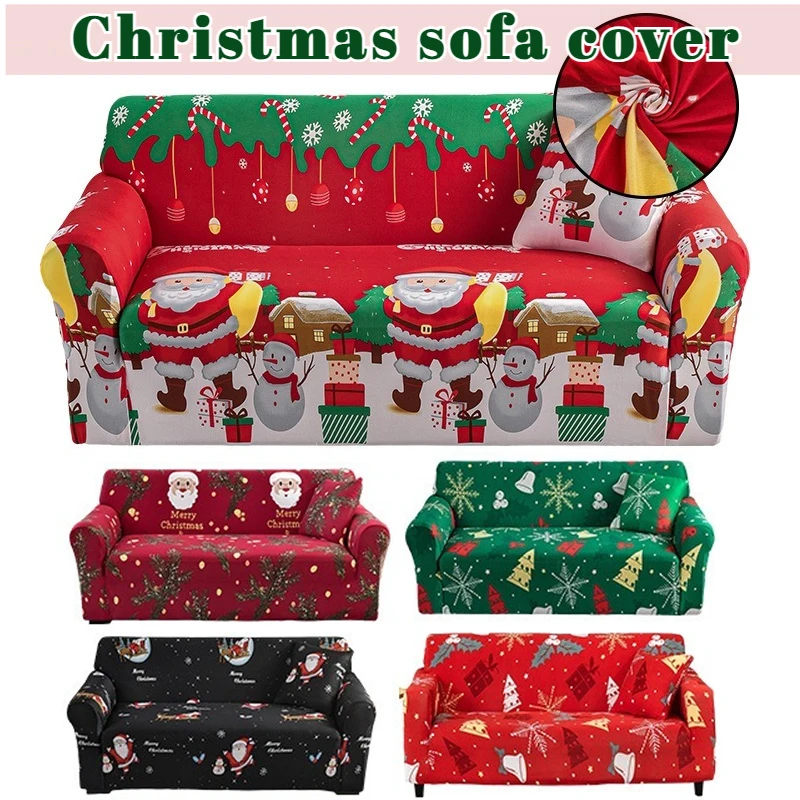 

Christmas Sofa Cover New Year Decoration Stretch Couch Slipcover Winter Soft Throw Blanket Furniture Protector for Living Room