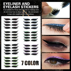 Free Shipping Eelhoe 7 Color Glitter Eyeliner False Eyelash Stickers Stage Reusable Double Eyelid Sticker Cat Eye Makeup Sticker