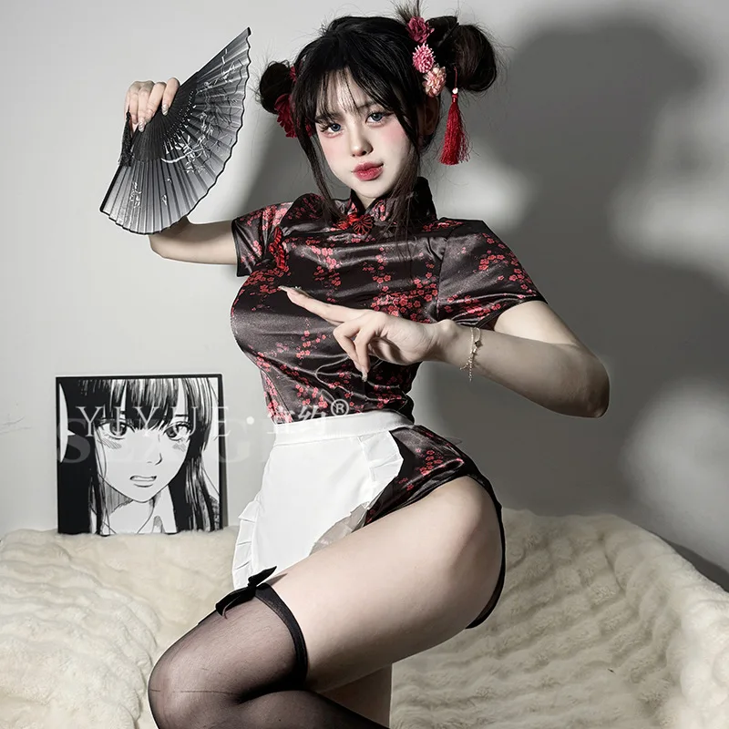 女性のための日本のセクシーなランジェリーの衣装、人魚の衣装、エプロンドレス、中国の女の子のための制服、qiPaoドレス