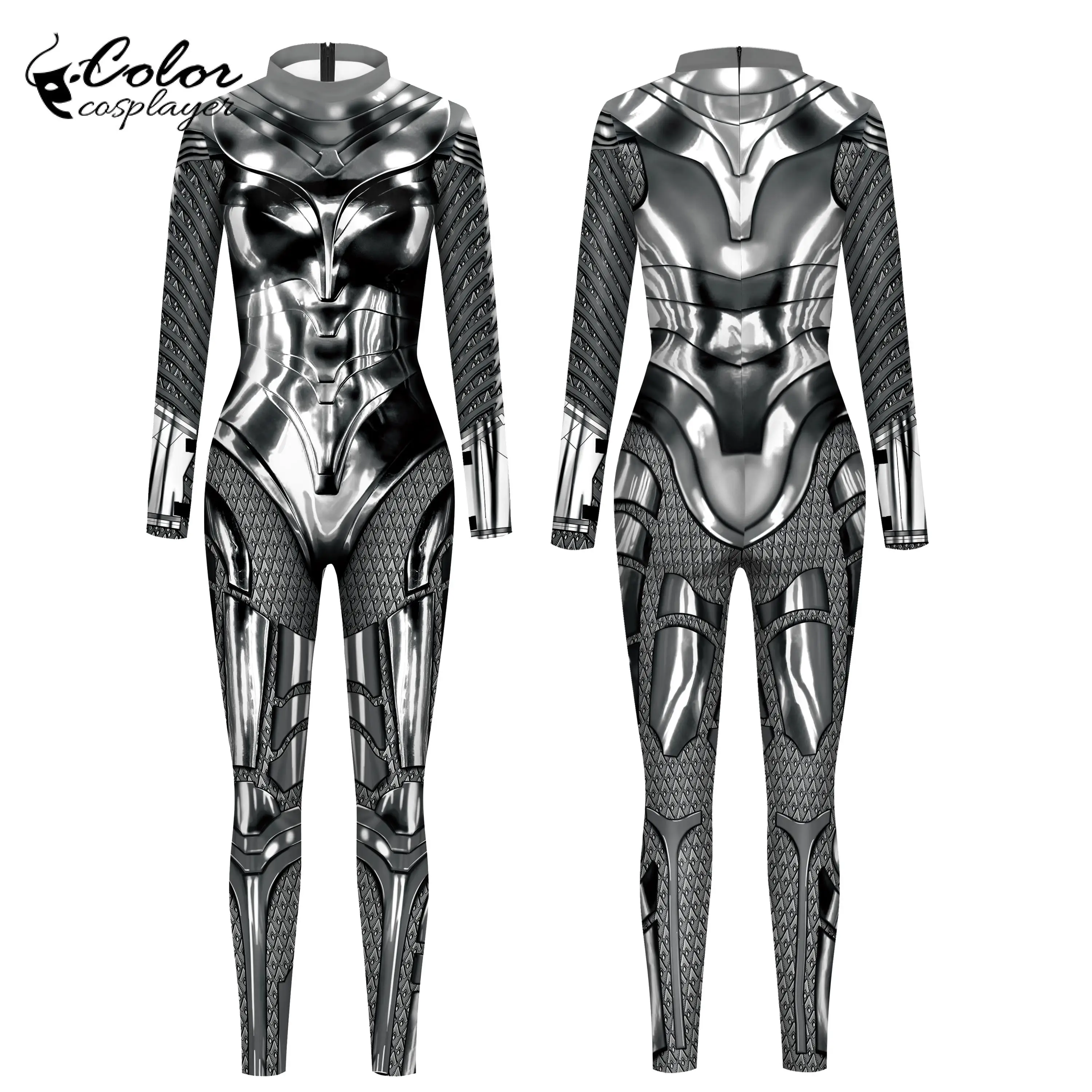 Costume de cosplay imprimé en 3D pour femme, combinaison sexy en spandex, manches longues, vêtement de fête moulant, zentai imbibé