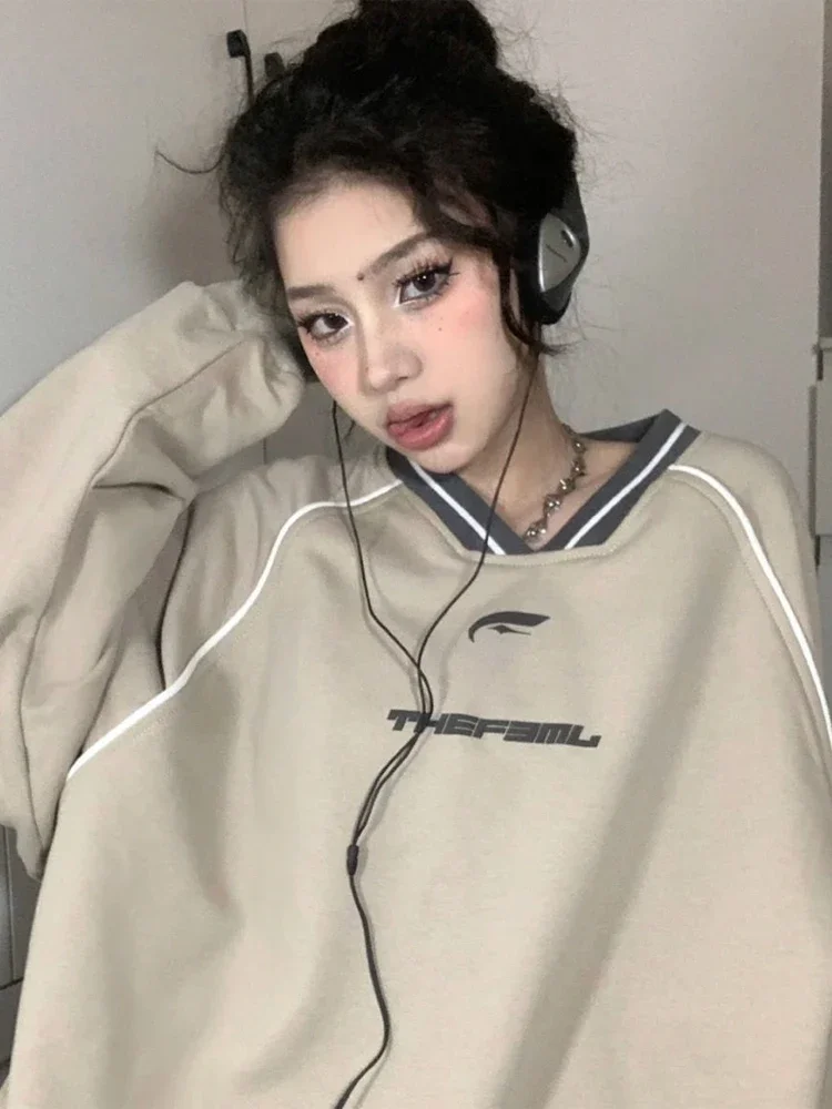 Vintage oversized sweatshirts women Korean fashion Harajuku cotton pullovers female autumn long sleeve casual loose streetwear