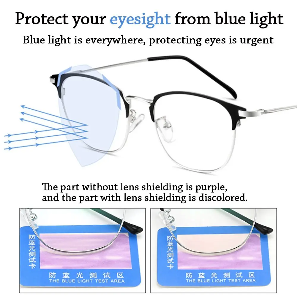 Anti-Blue Light Glasses for Men Women Fashion Oversized Metal Frame Ultralight Eye Protection Eyeglasses Office Computer Goggles