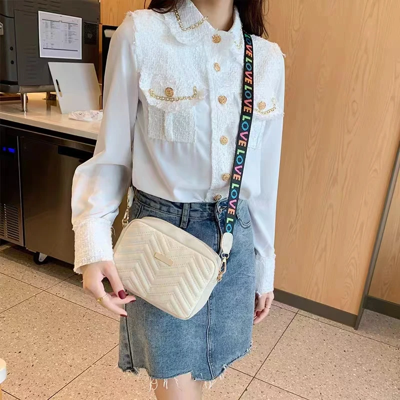 Fashion Solid Color Shoulder BagCamera Bag PU Material Casual Small Square Bag Versatile Single Shoulder Bag Printed Shoulderbag