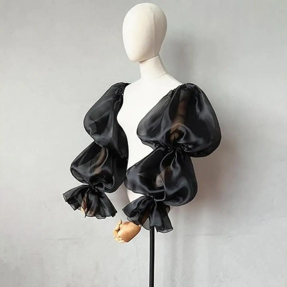 Arm Decor Elegante Bladerdeeg Bruiloft Armmouwen Strik Avondjurk Decor Fee Mouwen Ruches Zoete Pure Cover Mouwen Banket