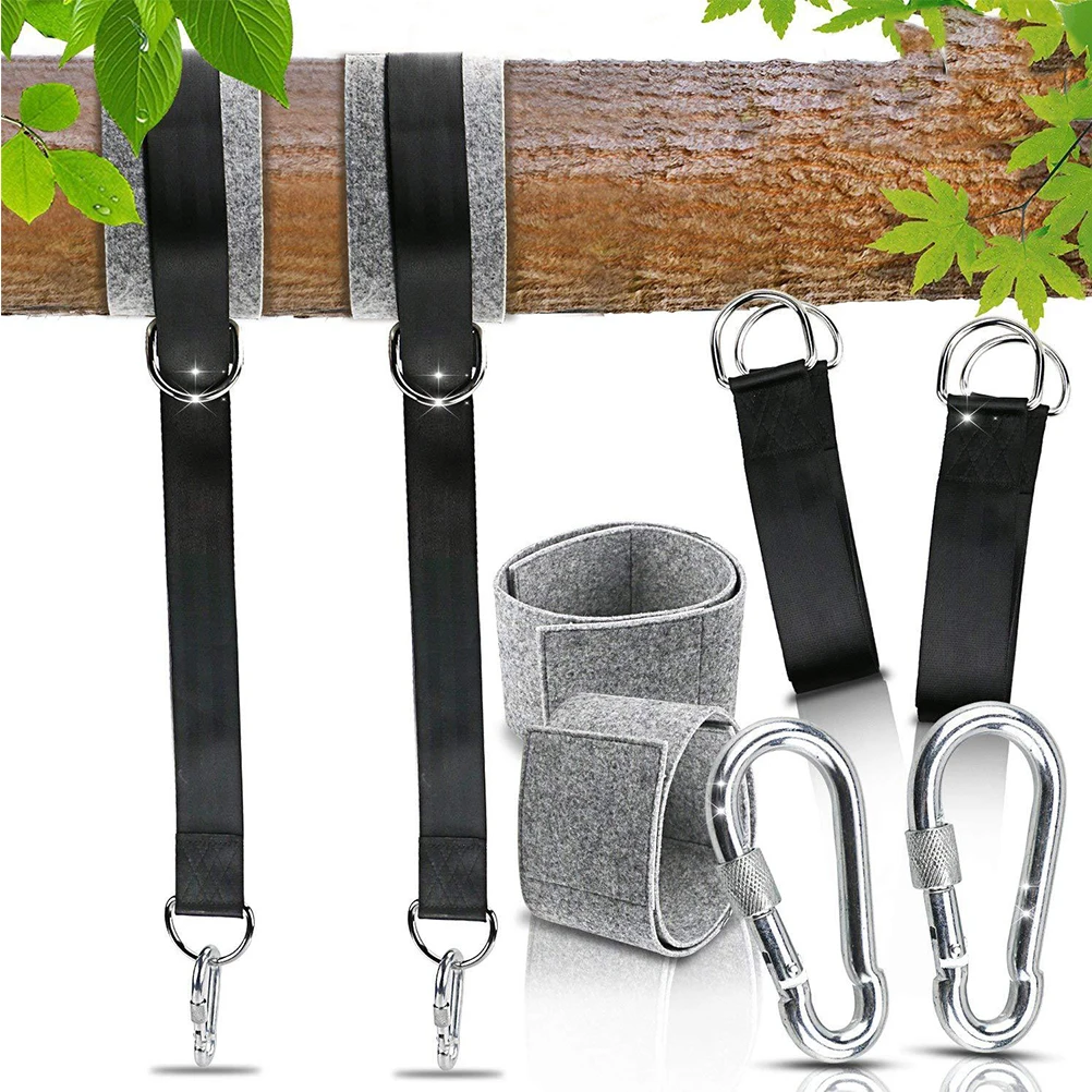 

8Pcs Swing Straps Hanging Kit High Density Nylon Heavy Duty Carabiner Locks Outdoor Tree Camping Hammock