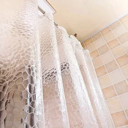 1Set Waterproof Bathroom Shower Curtain Transparent Bathroom Curtain with Hooks Thickened Bathing Sheer Wide Bath Curtain