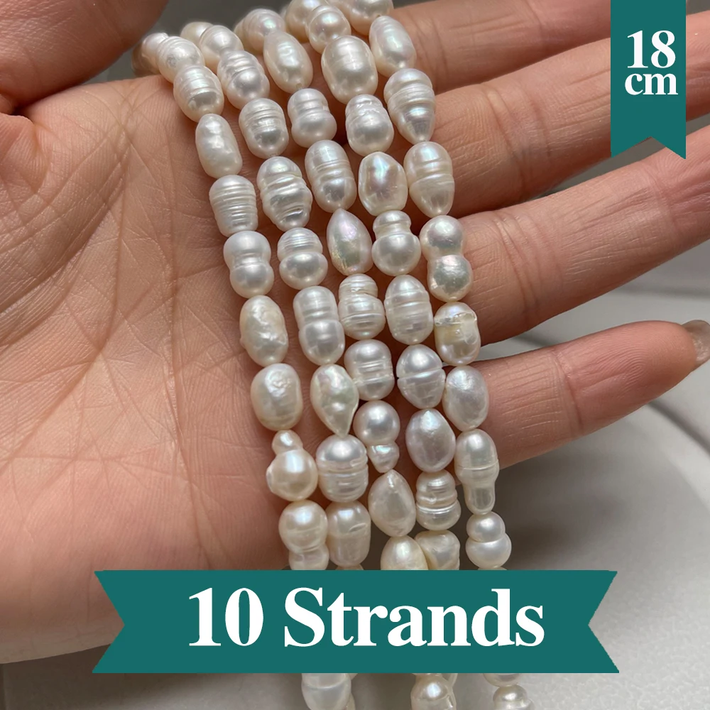 10 strands Natural Freshwater Pearl Beads Rice Shape Pearl Loose Spacer Beaded for Making DIY Jewerly Necklace Bracelet 4-10mm