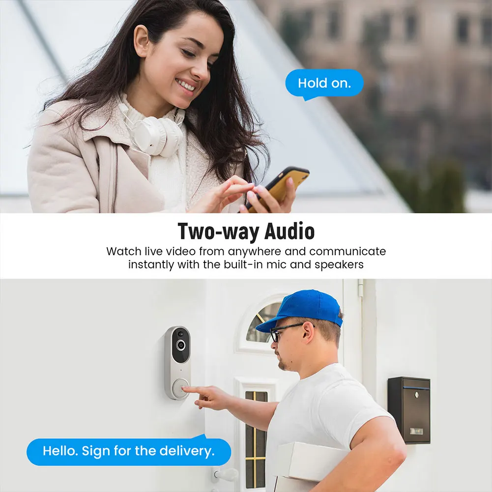 1080P Wireless Video Doorbell Camera WiFi Smart Door Bell Smart Home Security Motion Detection Night Vision Intercom Doorbell