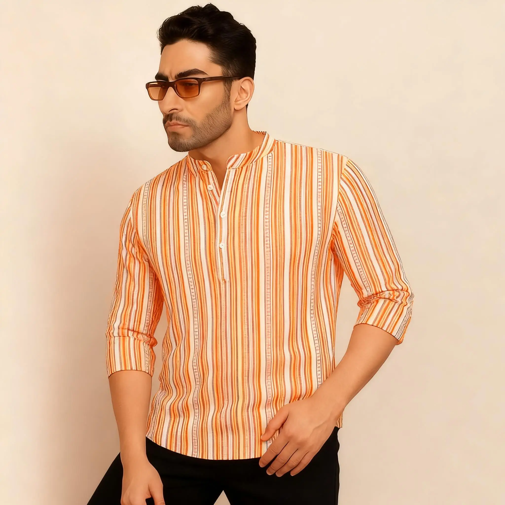 عباية رجالي ثوب عربية على الطراز الوطني هينلي بنطاقات عادي قمصان رجالية مسلمة 2026 ثوب هاراجوكو الشرق الأوسط