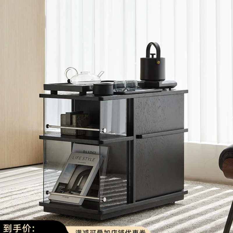 

Мобильный чайный столик, маленькая тележка, для гостиной, многофункциональный чайный столик, боковые шкафы, шкафы для хранения на балконе, из массива дерева