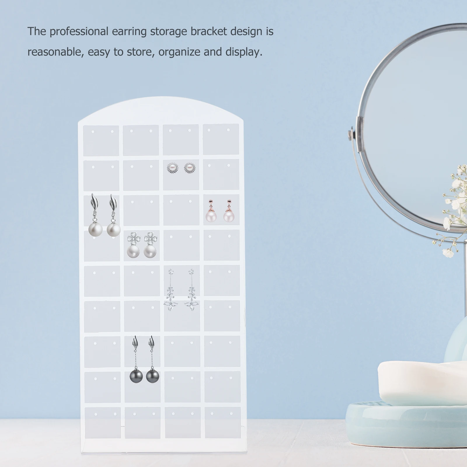 

10pcs Earring Display Rack 72 Holes Plastic Jewelry Organizer Stand Storage Shelf Desktop Holder Rack For Vanity Counter Store