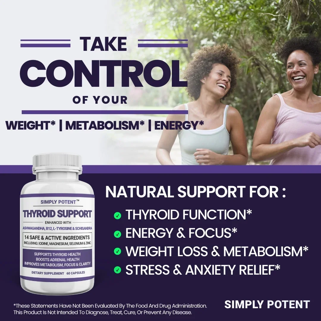 Powerful Thyroid and Adrenal Support Supplement for Women and Men with Iodine and Ashwagandha for Energy, Metabolism, and Focus