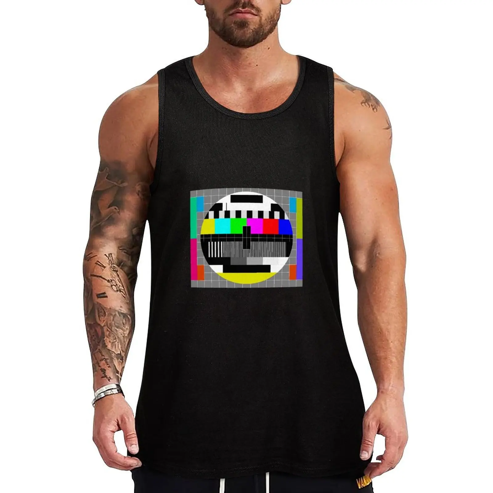 

TV test pattern Pop Art Tank Top Bodybuilding Fitness Tank Top Sleeveless Gym Shirt