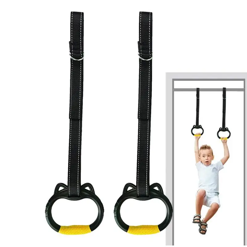 Gymnastics Rings Non-Slip Bear Load 200KG Exercise Rings For Home Kids Gym Ring With Adjustable Straps Pull up Assistance