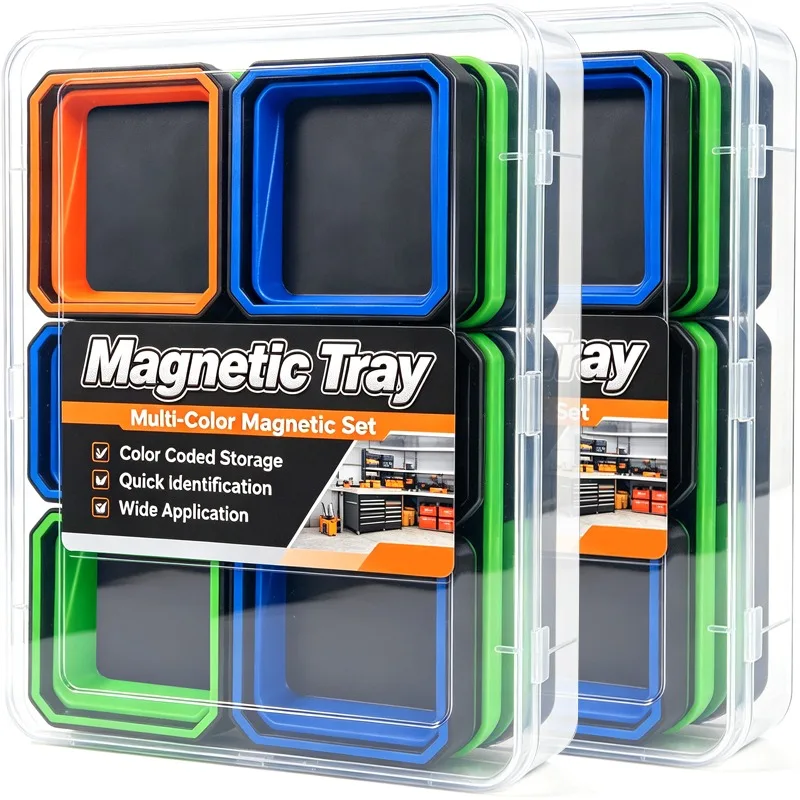 Foldable Magnetic Parts Tray Suction Bowls Square Silicone Storage Holder for Bolts Nuts Washers Pins Screw Container Supplies