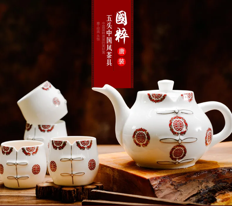 5pcs Set, Fine Bone China Tea Novalty Design Chinese Painting, Dessert Cups for Afternoon, Home Decoration, Kungfu Set