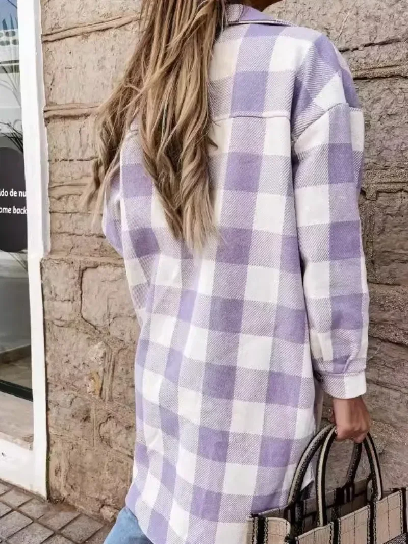 Women\'s New Fashionable Spring and Autumn Popular Long Skirt for Commuter Travel Casual Checkered Shirt