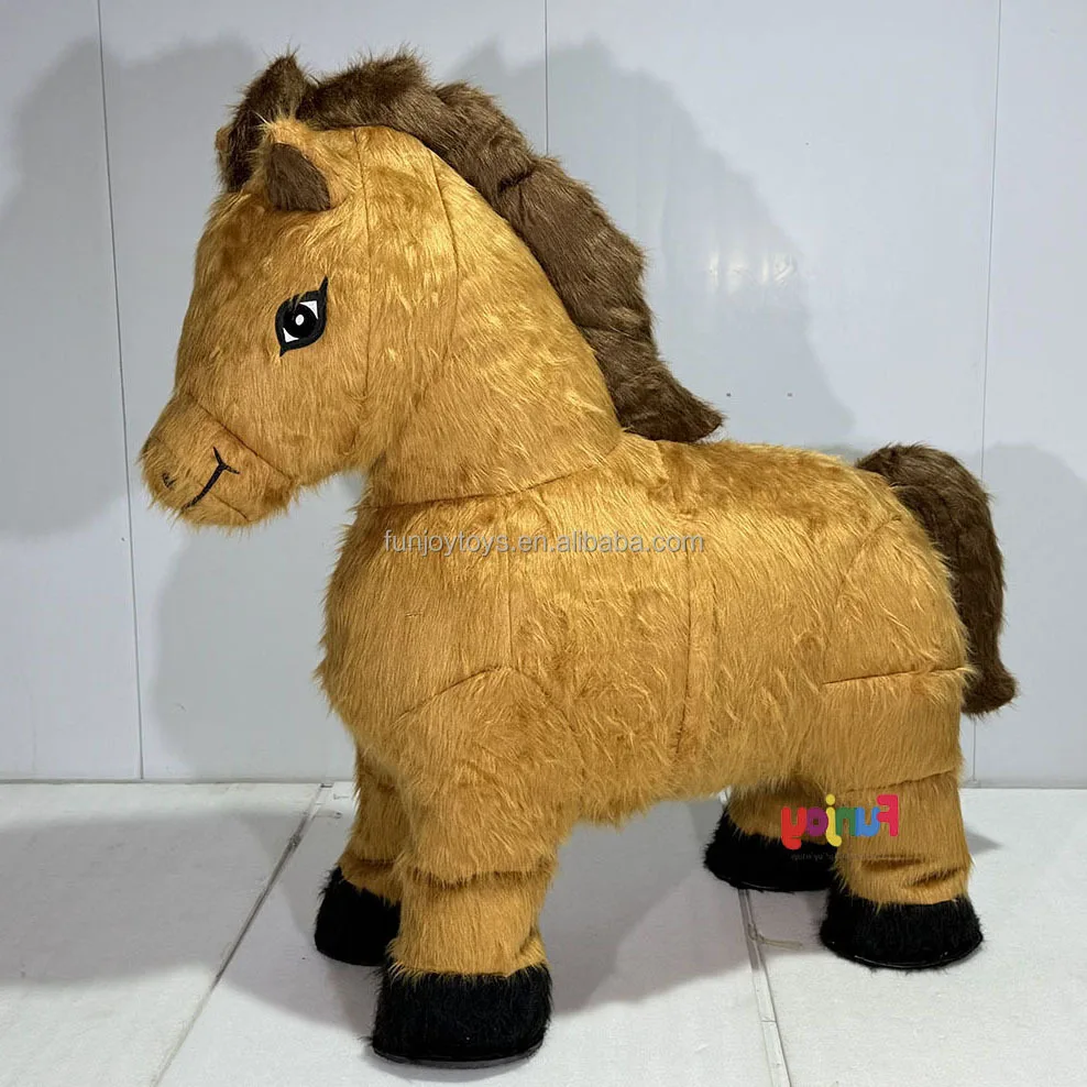

Brown Four-legged Horse Inflatable Mascot Costume Furry Cartoon Animal Costume No Battery