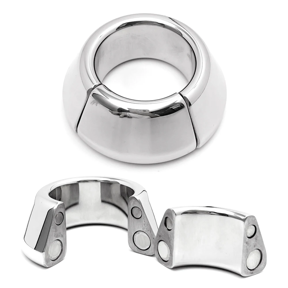 1Pcs Semen Lock Ring Metal Magnet Penis Ring with Scrotum Weights for Male Sexual Fitness Bondage Exercise - Male Sex Toys