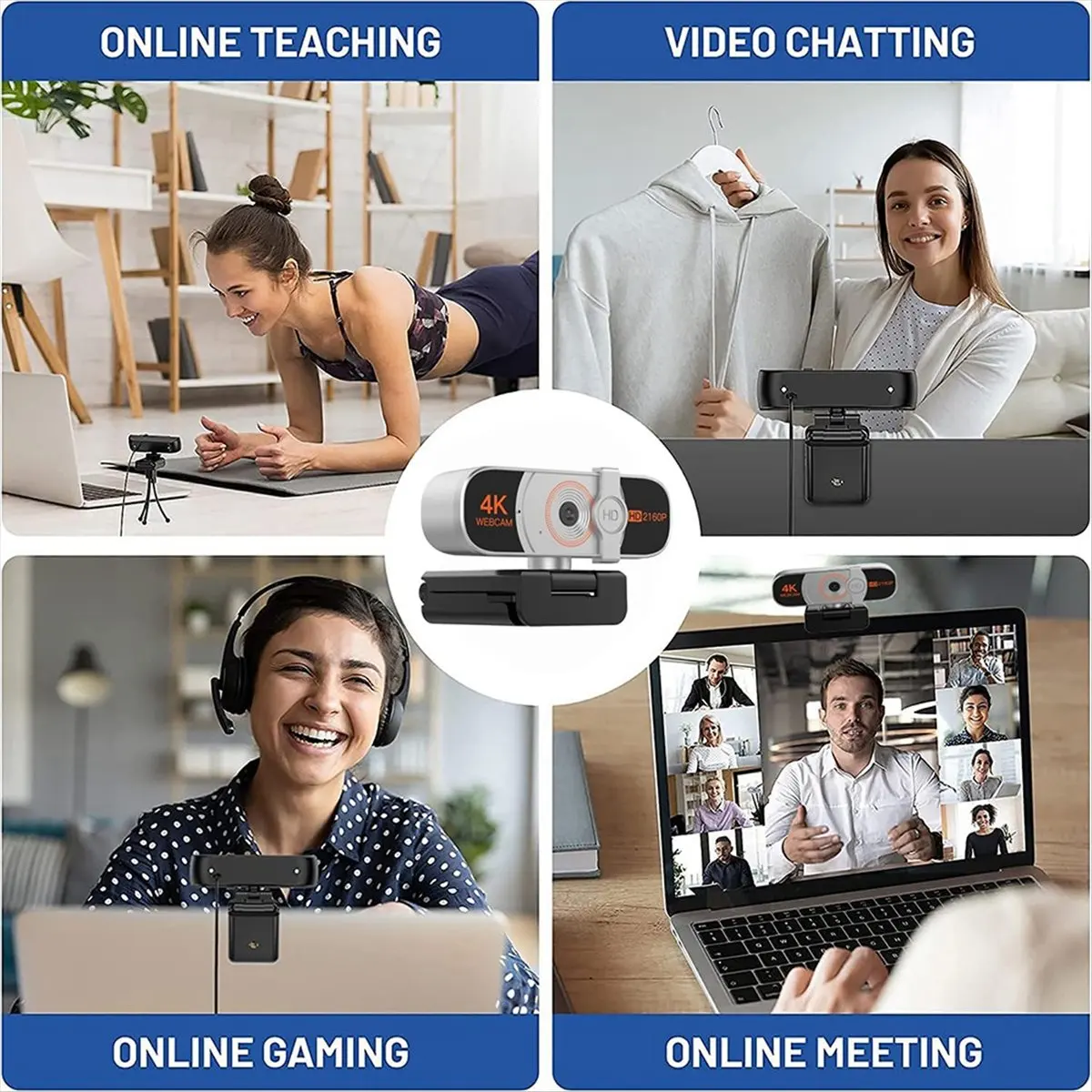 A46U 4K Auto Zoom Webcam with Remote Control,Privacy Cover and Microphone,WebCamera for PC/Laptop/Desktop,Video Conferencing