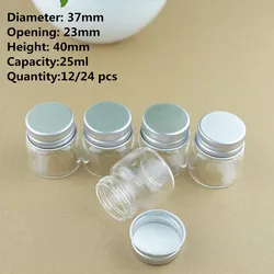 12/24 pcs/lot 23*37*40mm 25ml Mini glass bottle Empty Jar Container Small Diy DECORATIVE BOTTLES Glass Jars Containers