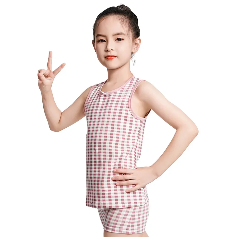 8pcs Kids Clothes Set Girls Vest Suit Childrens Clothing Set Baby Cotton T-Shirts Shorts Quick Dry Sleeveless Tank Top 8-38kg