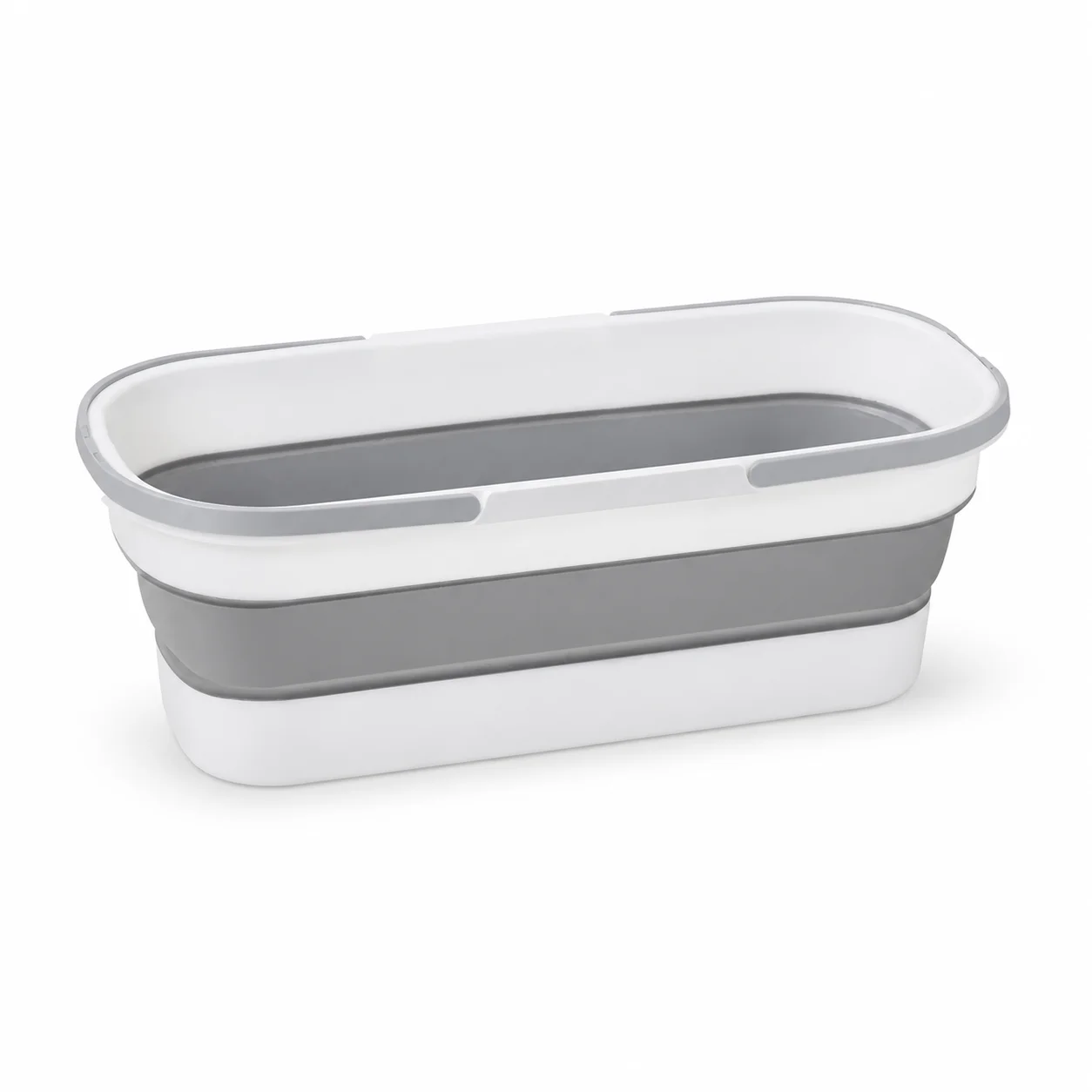 Portable Silicone Bucket, Used for Household Large Mop Bucket Rectangular Thickened Plastic Folding Car Washing Bucke Light gray