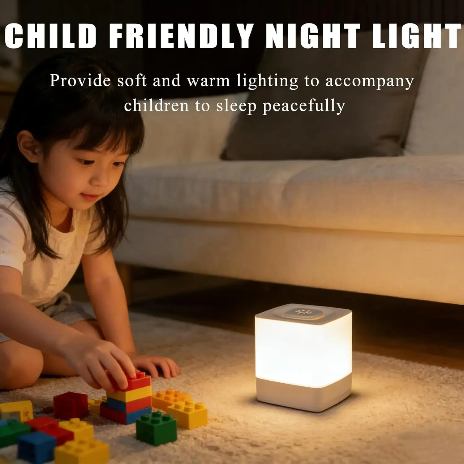 LED Night Light Bedside Lamp,Touch Remote Control Portable Baby Kids Night Light with Clock,3 Colors Dimmable, Timer Table Lamp