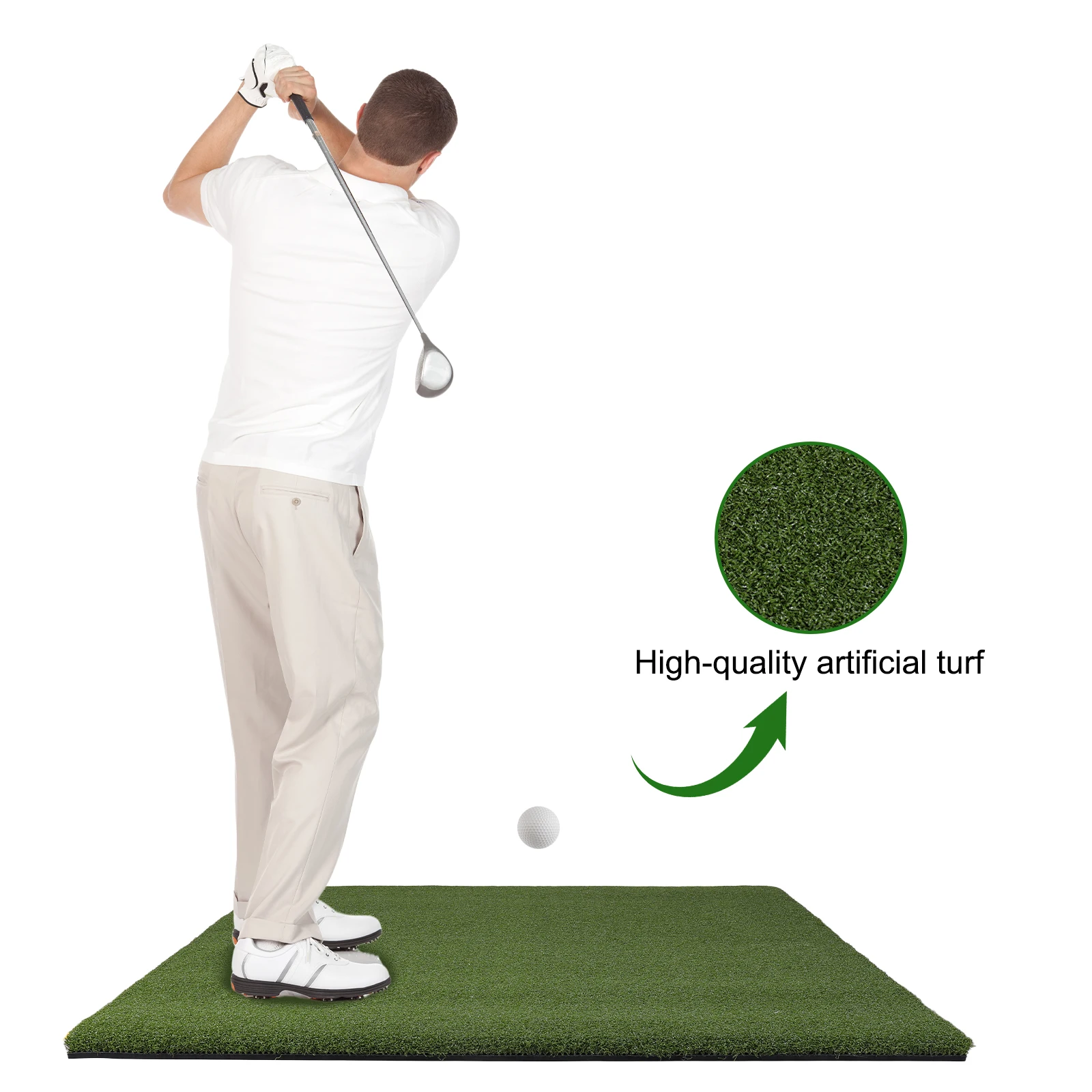 

5x5ft Golf Chipping Driving Range Tee Line Practice Mat 35mm Chipping Training Mat for Backyard/Garage/Driving Range/Simulators