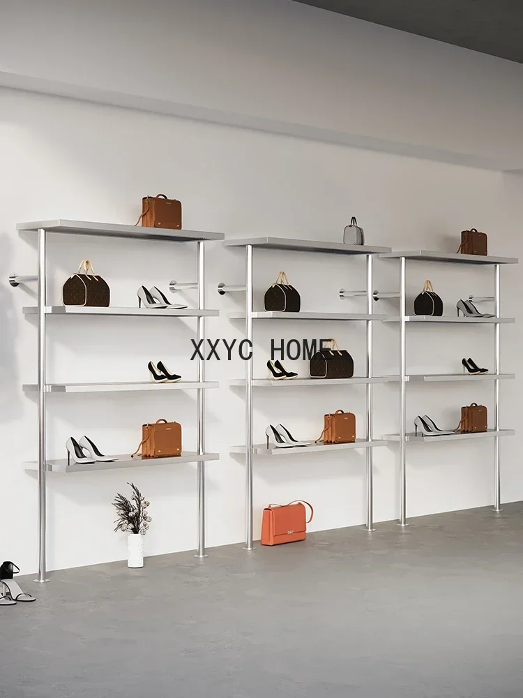 

Clothing Store Shoes Stainless Steel Display Bag Multi-Layer Shelf Women's Wall Multi-Layer Shelf