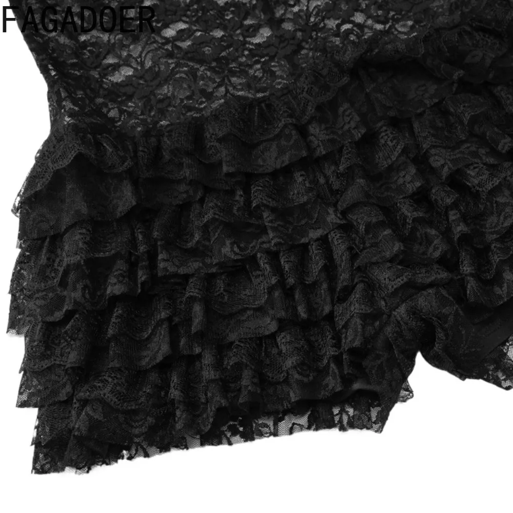 FAGADOER-Barboteuse sexy en dentelle pour femmes, noire, transparente, patchwork, batterie, combinaison de fête, nouvelle collection