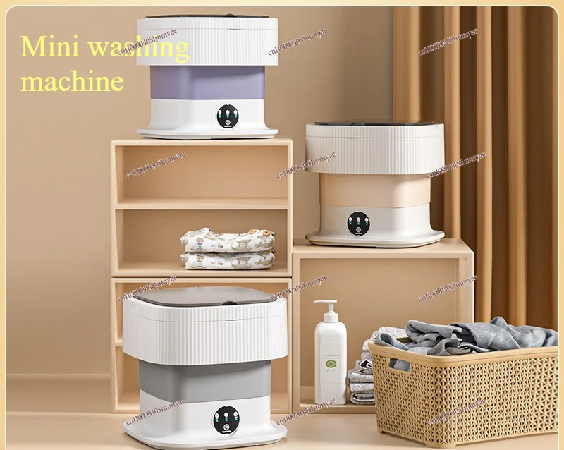 Foldable Washing Machine with Spin Dryer, Portable Mini Underwear & Sock Washer, Blue Light Sterilization Compact Laundry