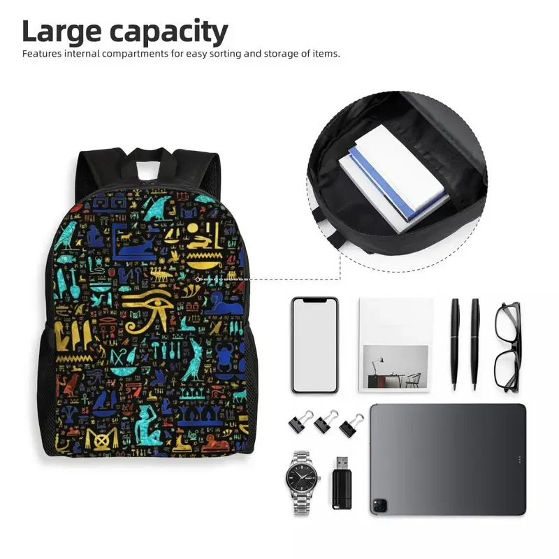 Mochilas egípcias antigas personalizadas para mulheres e homens, escola e faculdade estudante Bookbag, símbolo do Egito sacos, se Fits 15 "Laptop