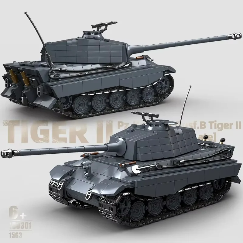 Tanque pesado militar del ejército The King Tiger 2 Sd.Kfz. Bloques de construcción del tanque de batalla principal Leopard 2, 182 piezas, modelo de tanque de regalo.