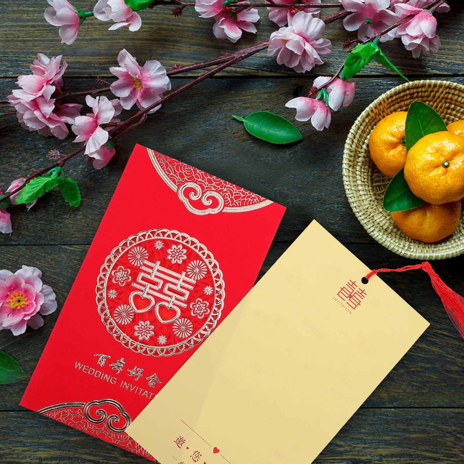 

10Pcs Romantic Chinese Style Wedding Invitation Cards Elegant Paper Invitations for Weddings Parties Celebrations Joy Sharing