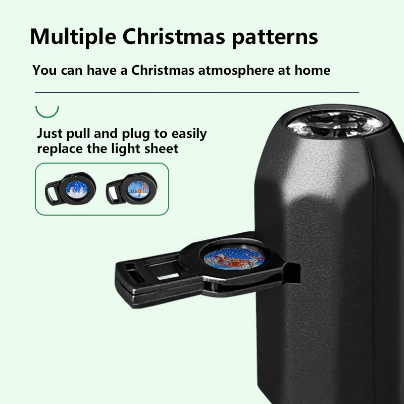 Portable Mini USB Projection Lamp Christmas/Halloween/Planet Theme Atmosphere Light Switchable Pattern Festival Room Decor Gift