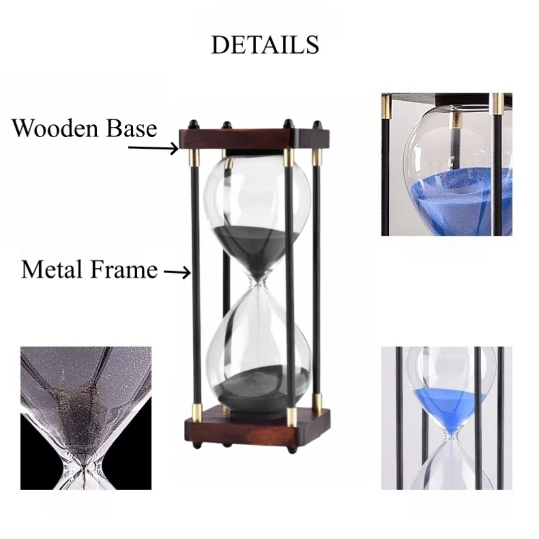 Anniversary Wedding Gift for Him Her,30Min 25cm Wood Frame Hourglass,Multicolor Sand Timer,Vintage